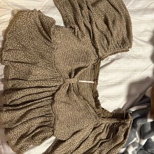 Free People Brittnee Print Smocked Peplum Top